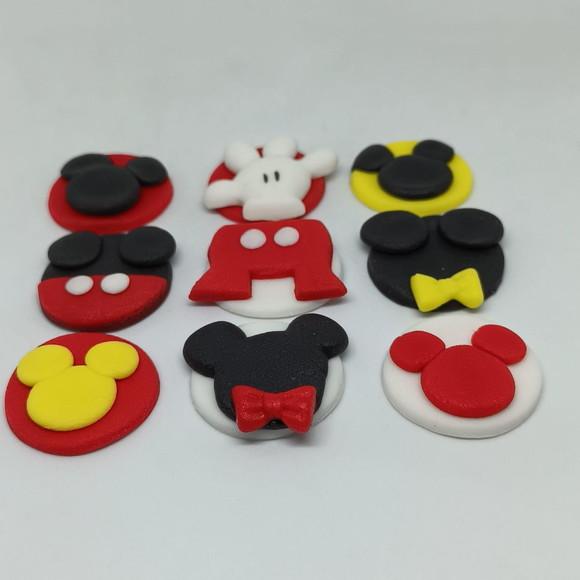 10 Apliques de Açúcar Mickey 3cm para Doces