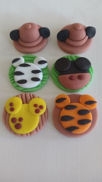 10 Apliques De Açúcar Mickey Safari 3cm Para Doces
