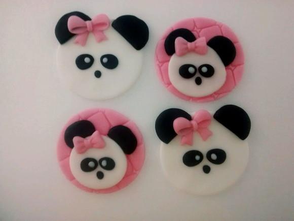 10 Apliques de açúcar Panda 5 cm