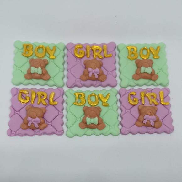 10 Apliques De Açúcar Para Chá Revelação 4x4cm