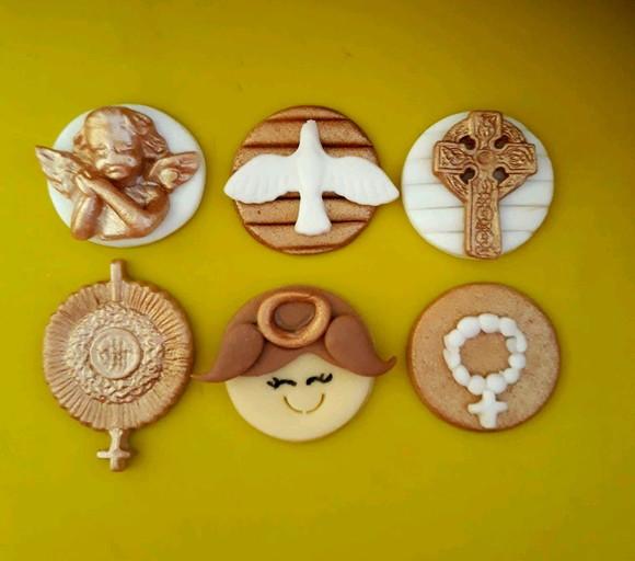 10 apliques de açúcar para docinhos Batizado 3 cm