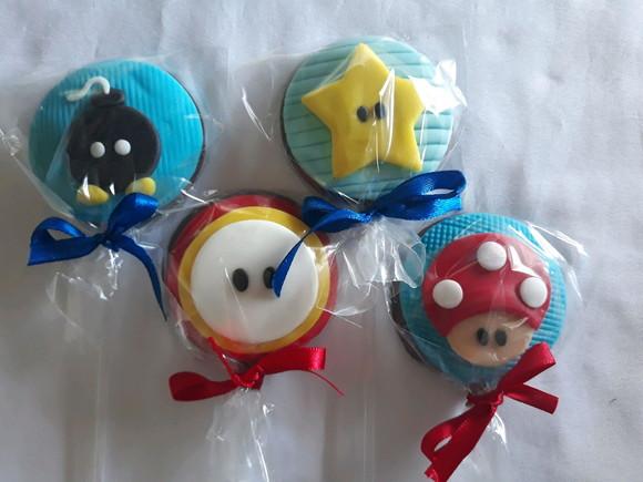 10 Apliques de açúcar Pirulitos Super Mario Bros