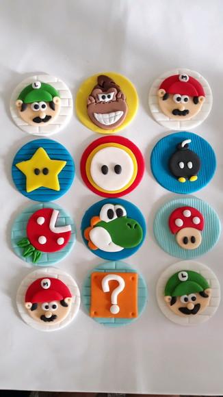 10 Apliques de açúcar Pirulitos Super Mario Bros