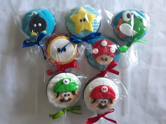 10 Apliques de açúcar Pirulitos Super Mario Bros