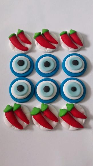 10 Apliques Docinhos Olho Grego Pimenta