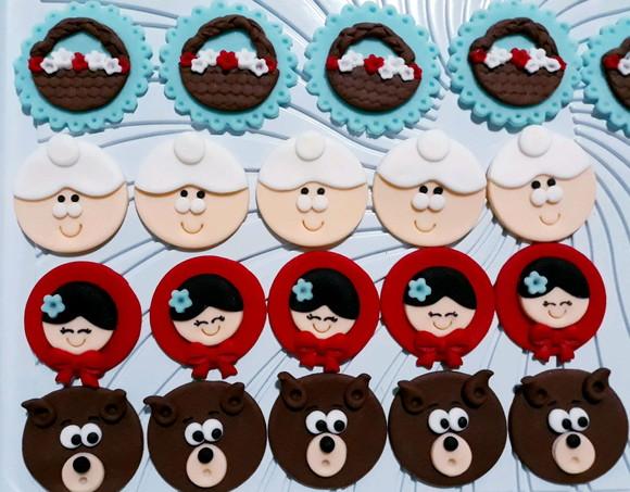10 Apliques para Pirulitos Cupcakes Chapeuzinho Vermelho