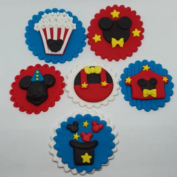 15 Apliques de Açúcar 6cm Circo Mickey