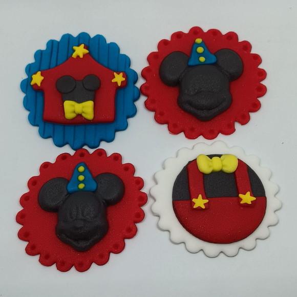 15 Apliques de Açúcar 5cm Circo Mickey