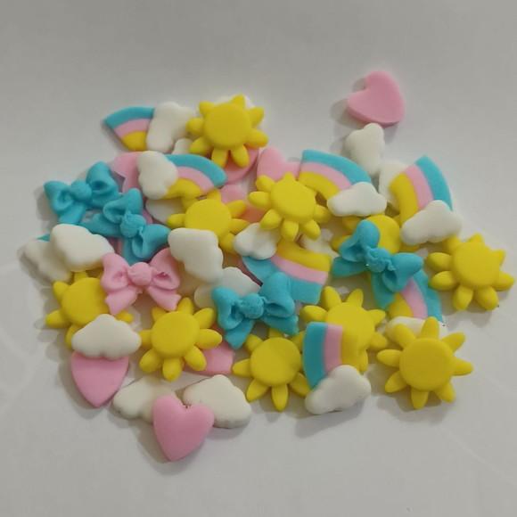 40 Mini Confeitos de Açúcar Raio de Sol para Doces