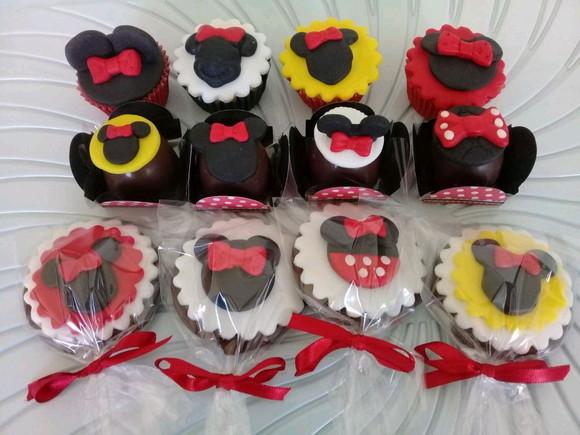 Kit 40 Apliques de Açúcar Minnie Vermelha