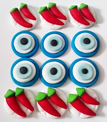 Confeitos de Açúcar 3cm Olho Grego Pimenta