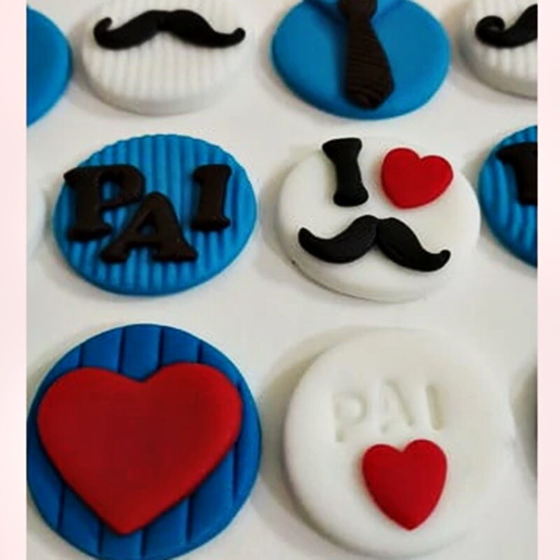 Apliques de Açúcar 3cm Dia dos Pais para decorar brigadeiros
