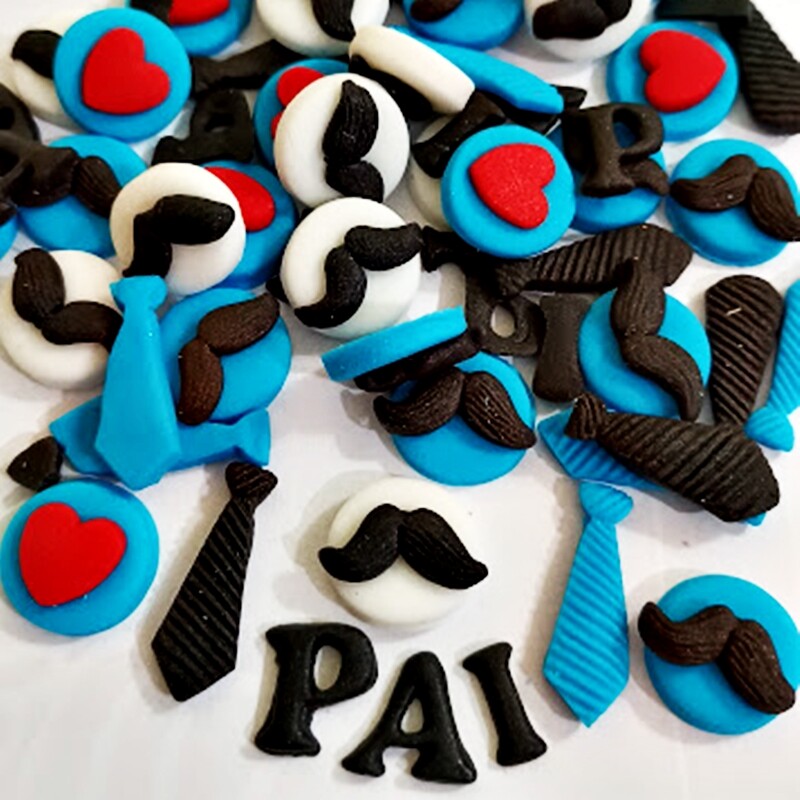 Box 40 Mini Confeitos de Açúcar Dia dos Pais para decorar doces