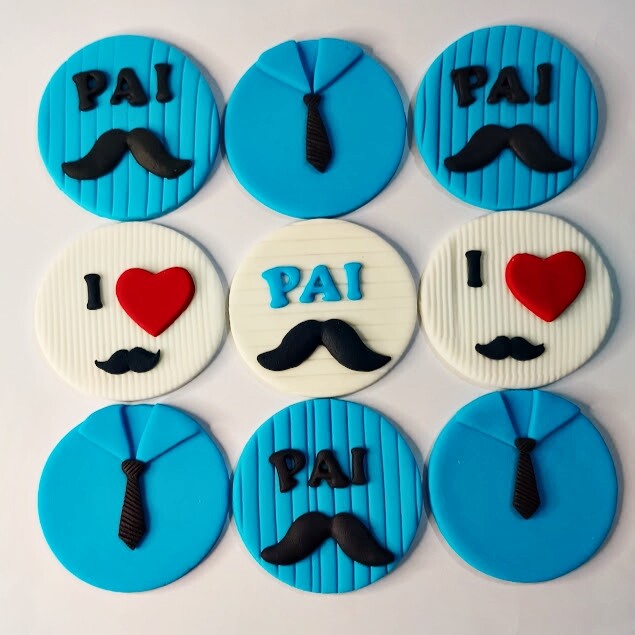 Apliques de Açúcar 5cm Dia dos Pais para decorar doces