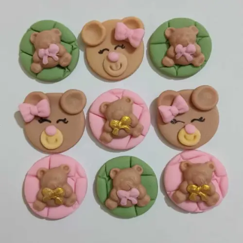 20 Apliques 3cm Ursinhas para Decorar Doces
