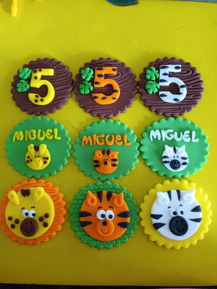10 Apliques 6cm Safari para Decorar Doces