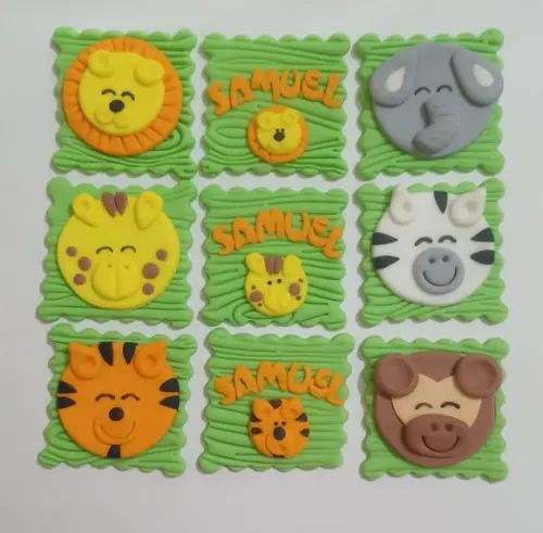 10 Apliques 5x5cm Safari para Decorar Doces
