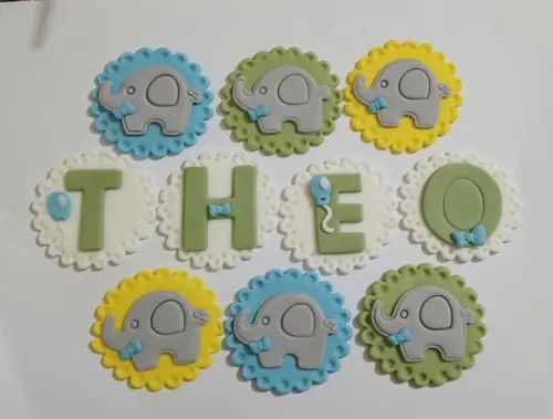 10 Apliques 5cm Elefantinho para Cupcakes