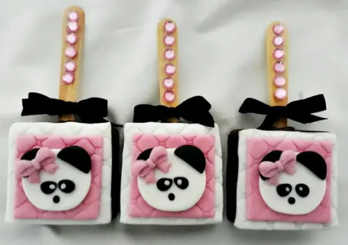 10 Apliques 6x6 cm Bolo no Palito Panda