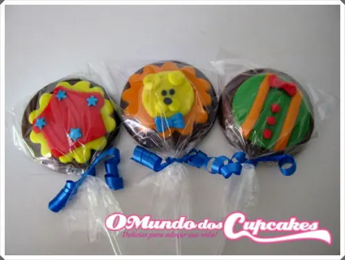 10 Apliques Comestíveis 5cm Pirulitos Circo