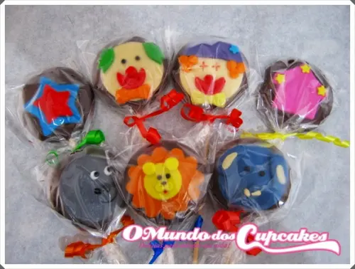 10 Apliques Comestíveis 5cm Pirulitos Circo