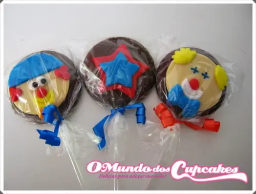 10 Apliques Comestíveis 5cm Pirulitos Circo