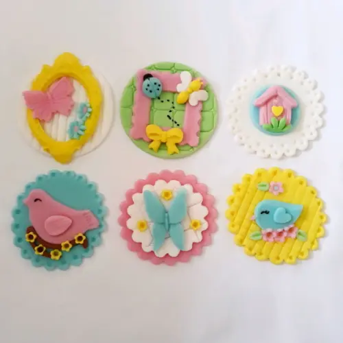 10 Apliques Cupcakes 6cm Jardim Encantado