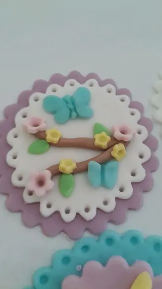 10 Apliques Cupcakes 6cm Jardim Encantado