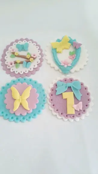 10 Apliques Cupcakes 6cm Jardim Encantado