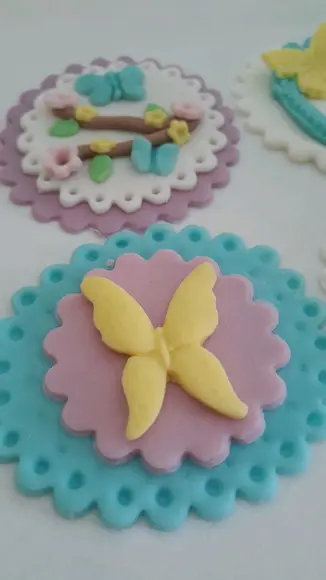10 Apliques Cupcakes 6cm Jardim Encantado