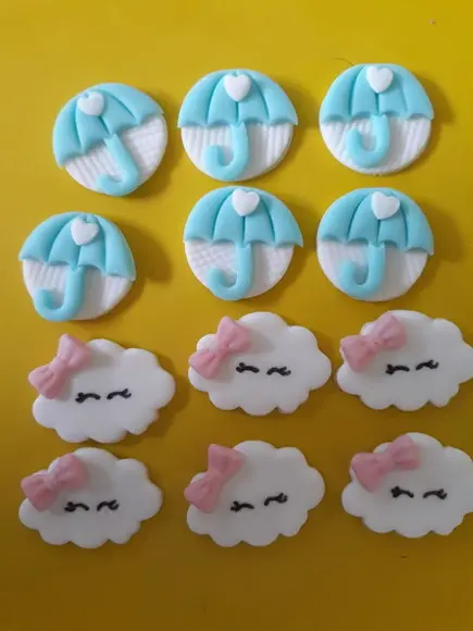 10 Apliques de açúcar 3 cm Chuva de Amor