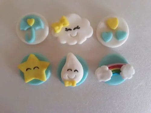 10 Apliques de açúcar 3 cm Chuva de Amor