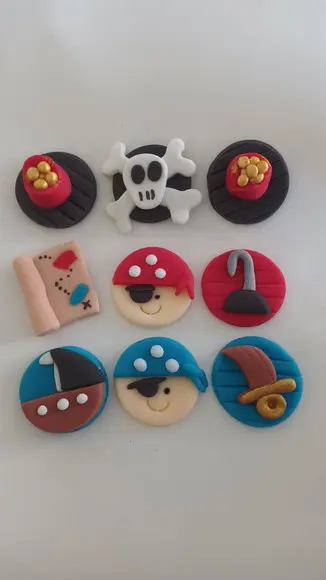 10 Apliques de Açúcar 3 cm Piratas