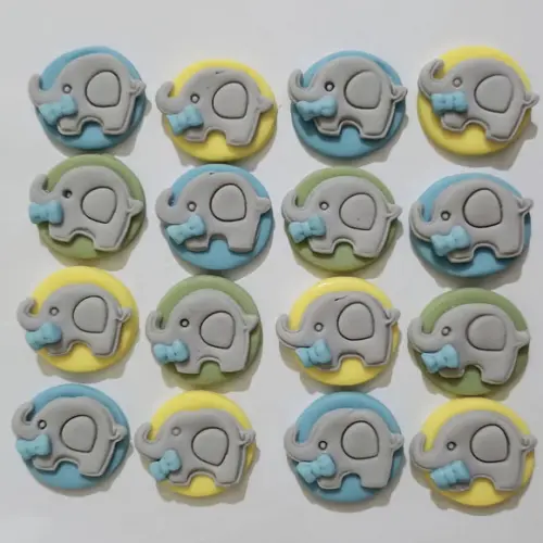 10 Apliques de açúcar 3cm Elefantinho para bombons