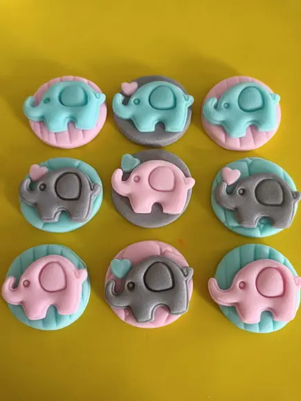 10 Apliques de açúcar 3cm Elefantinho para bombons