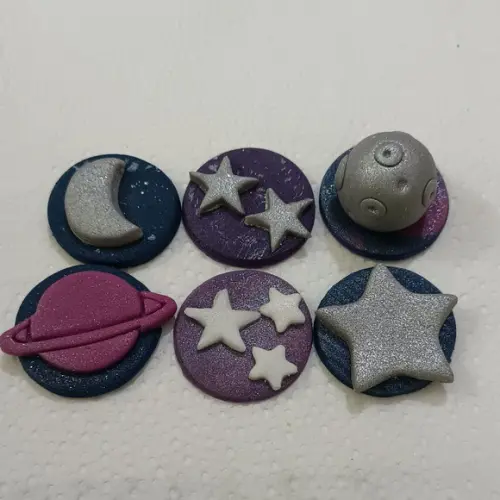 10 Apliques de Açúcar 3cm Espaço Astronauta Galáxia