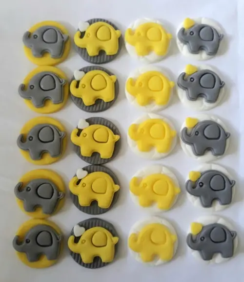 10 Apliques de açúcar 3cm Elefantinho para bombons