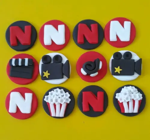 10 Apliques de açúcar 3cm Netflix para doces