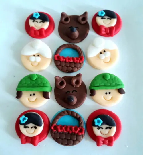 10 Apliques de açúcar 3cm para docinhos Chapeuzinho Vermelho