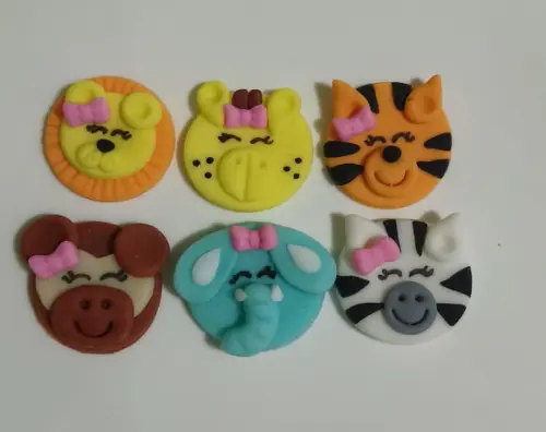 10 Apliques de açúcar 3cm para doces Safari Rosa