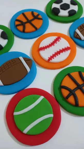 10 Apliques de Açúcar 5cm Bolas Esportivas