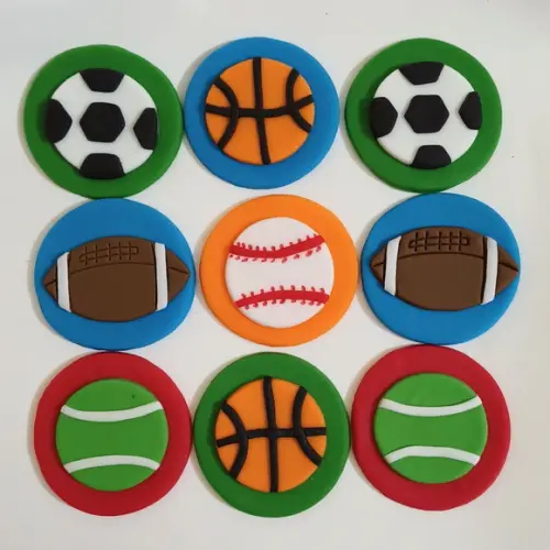 10 Apliques de Açúcar 5cm Bolas Esportivas