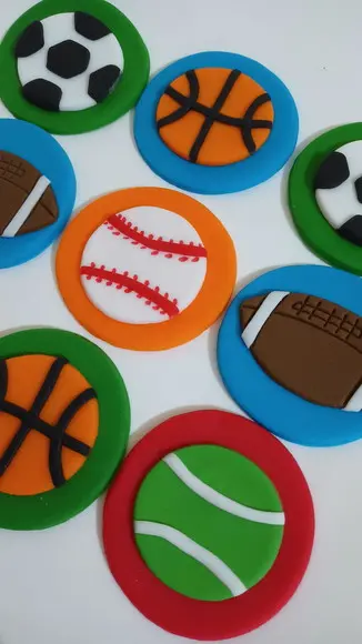 10 Apliques de Açúcar 5cm Bolas Esportivas