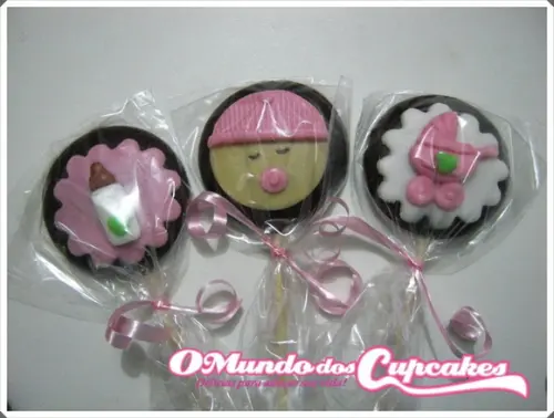10 Apliques de açúcar 5cm Pirulitos Chá de Bebê