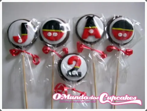 10 Apliques de açúcar 5cm Pirulitos Mickey