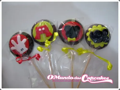 10 Apliques de açúcar 5cm Pirulitos Mickey