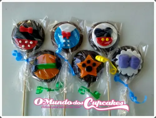 10 Apliques de açúcar 5cm Pirulitos Mickey