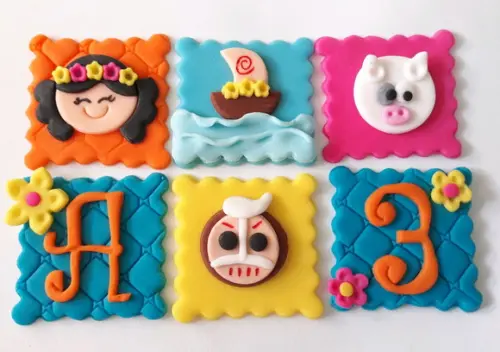 10 Apliques de açúcar 5x5cm Moana