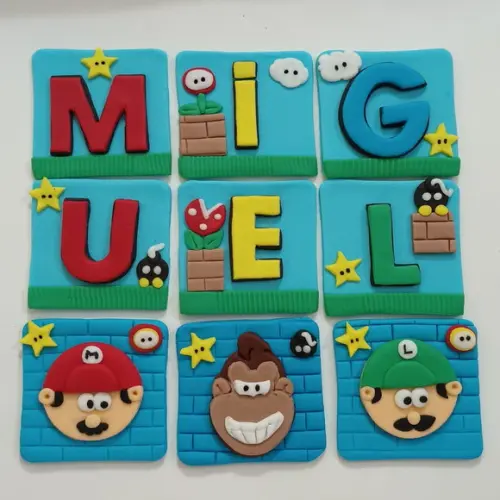 10 Apliques de Açúcar 6x6cm Super Mario Bros