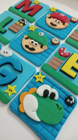 10 Apliques de Açúcar 6x6cm Super Mario Bros